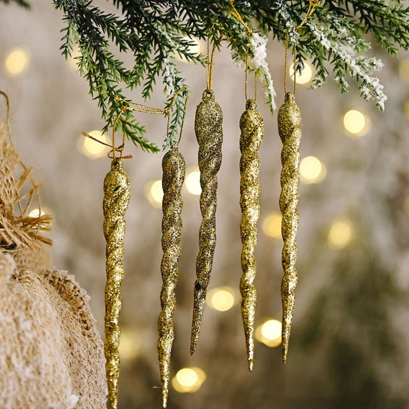 Enfeites de Pendurar Árvore de Natal | Decoração de Natal Enfeites de Pendurar Árvore de Natal | Decoração de Natal | GA Loja Casa Inovare Dourado - 10 Unidades 