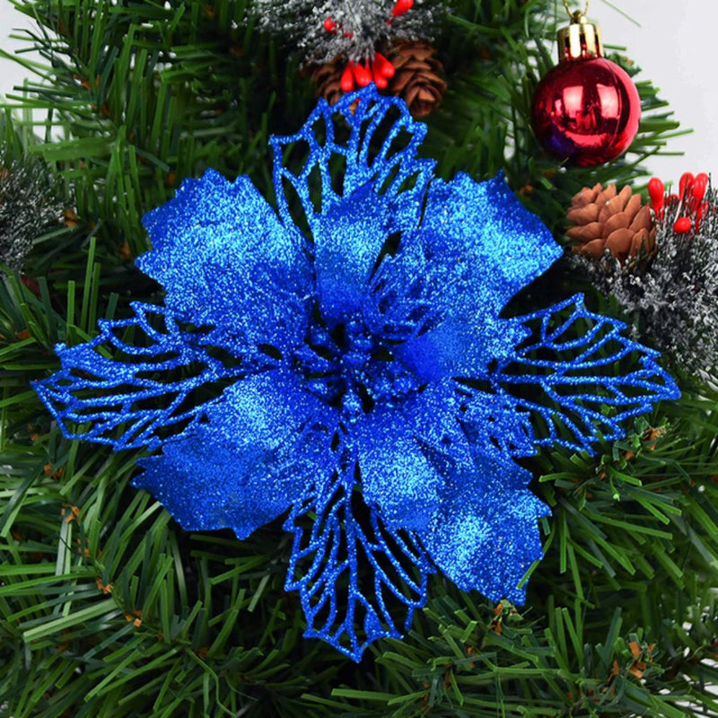 Flores de Natal | 5 Peças | Decoração de Natal Flores de Natal | 5 Peças | Decoração de Natal | GA Loja Casa Inovare Flor Azul 