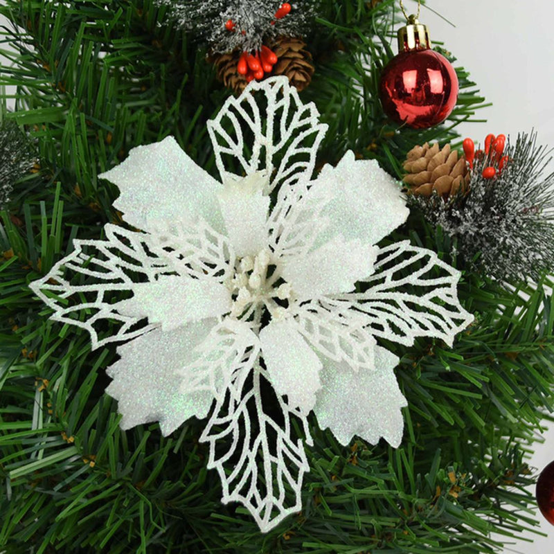 Flores de Natal | 5 Peças | Decoração de Natal Flores de Natal | 5 Peças | Decoração de Natal | GA Loja Casa Inovare Flor Branca 