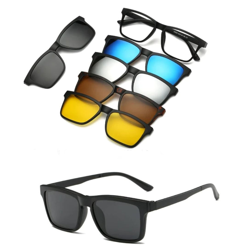 Óculos de Sol Magnético | Óculos Unissex 5 Em 1 | Frete Grátis Óculos Magnético | GA Loja Casa Inovare Clássico Estilo Ray-Ban 